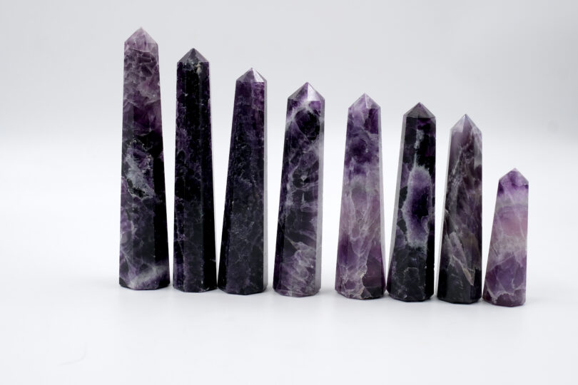 Purple Fluorite Crystal Point | 120mm Large Purple Fluorite Tower | Crystal Energy Healing Wand | Meditation | Gift Fluorite Energy Point