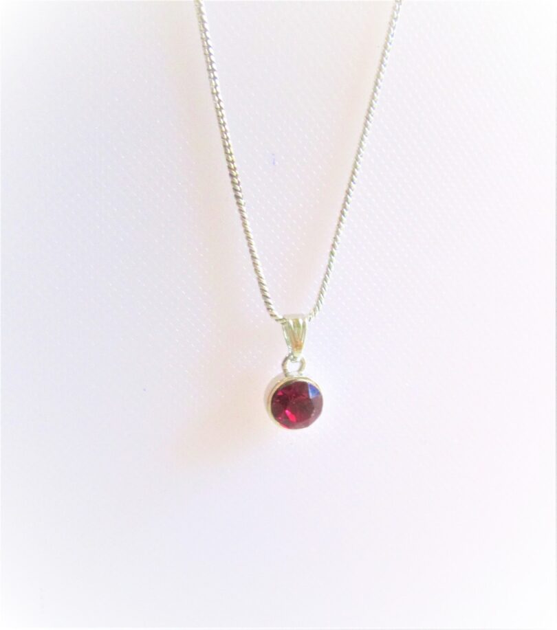 January-Garnet Birthstone Necklace| Swarovski-Garnet Crystal Necklace Christmas Gift | 18" Silver Plated Necklace | Gifts for her - Image 3